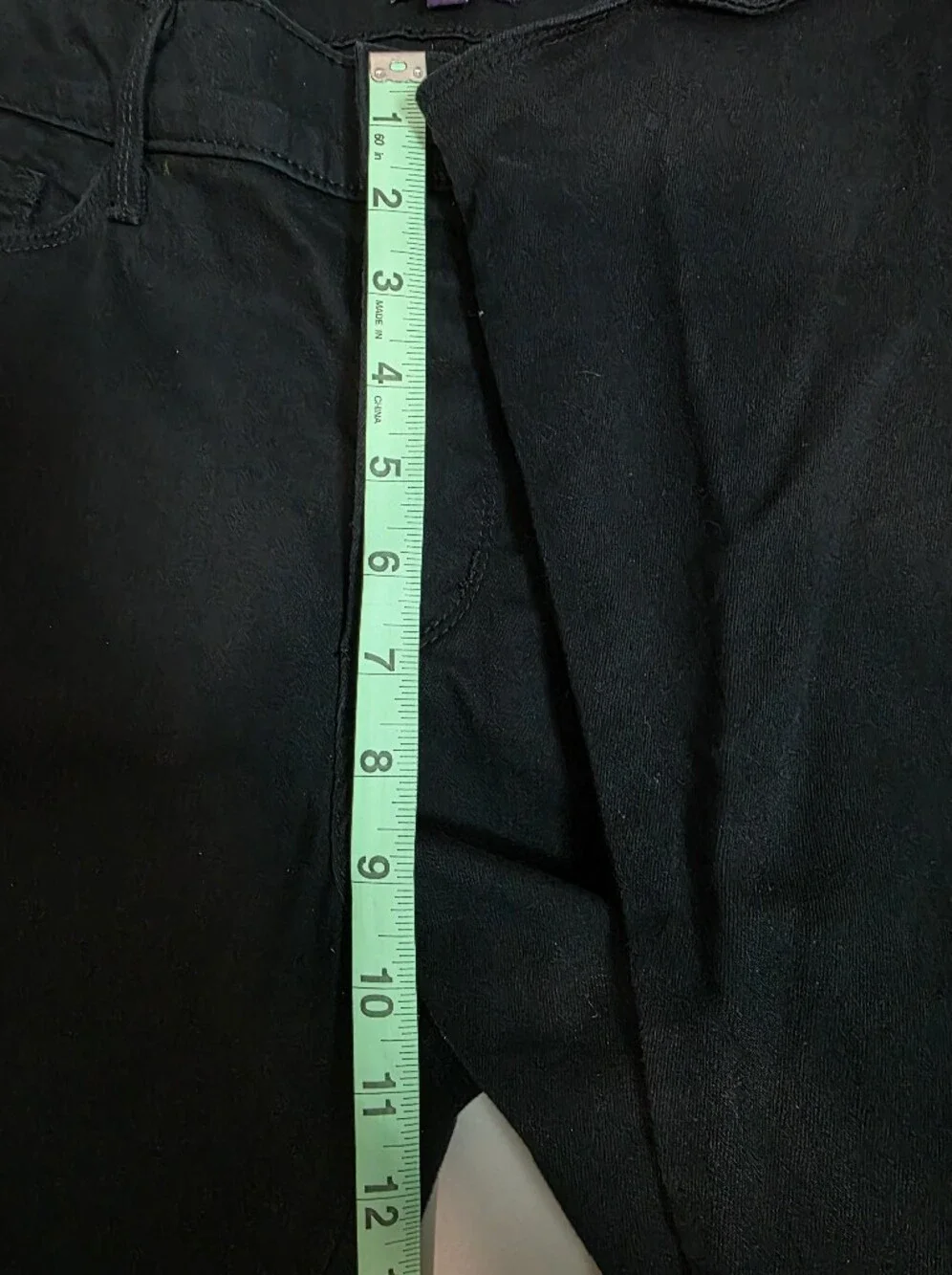 ​NYDJ Black Crop Jeans Size 12 Rhinestone Slit Hem Made in USA  Capris